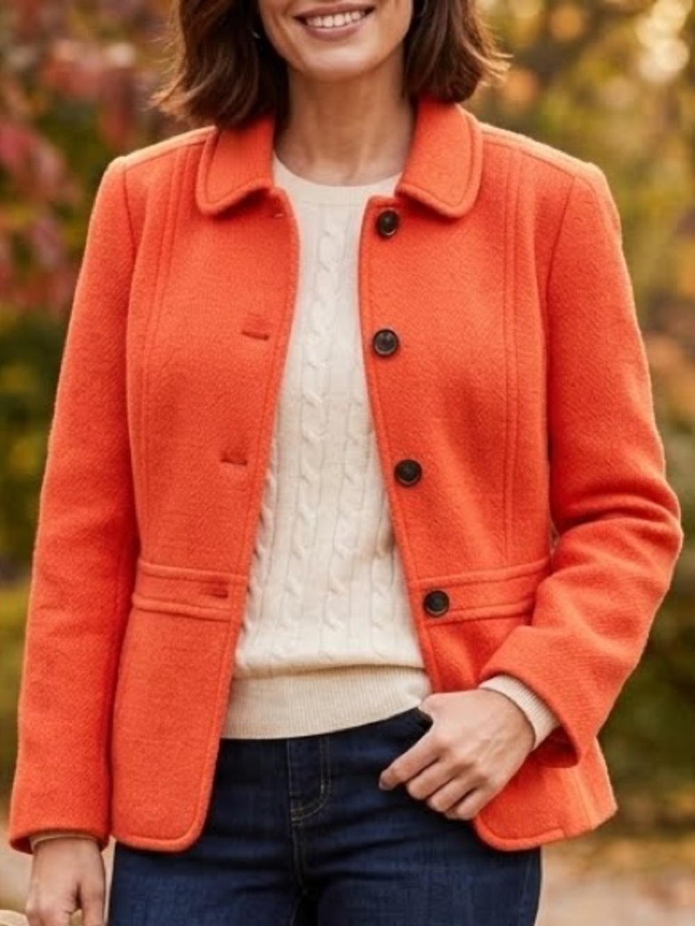Talbots Wool Blend Orange Jacket Size 16 NWOT Structured Fall Coat
